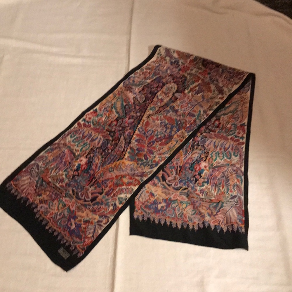 Liberty Of London Silk Floral Scarf with Black Border